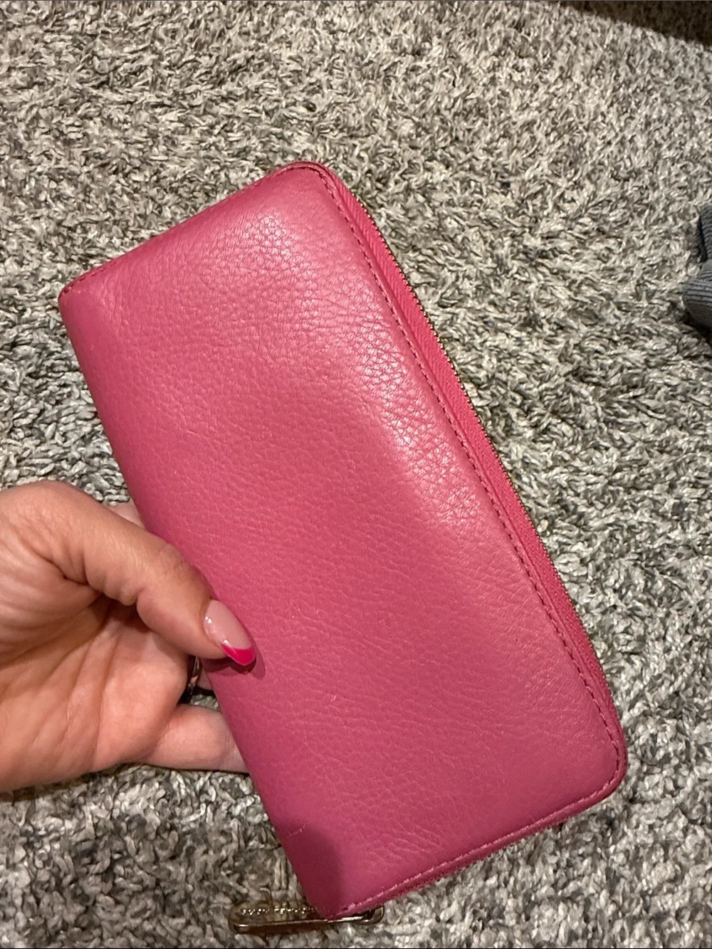 Michael Kors Pink Leather Zip-Around Wallet MK designer clutch rare gold